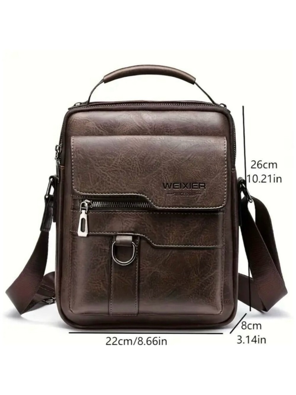 NWT WEIXIER Vintage Brown Shoulder Spacious Multi-Pocket Office Travel Bag